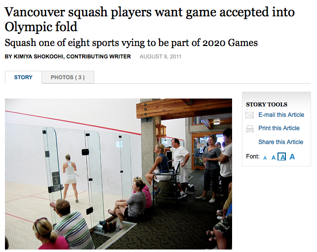 Vancouver Squash in the News