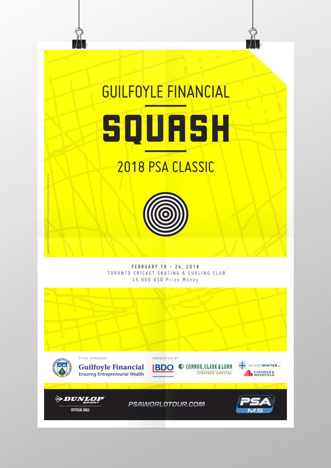 Guilfoyle Financial Squash Tournament Poster Design by Squash Republic